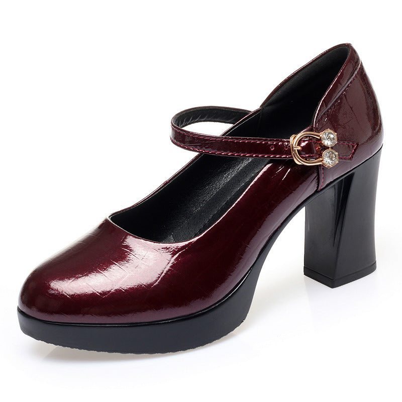 Damen Mary Jane Pumps mit Riemchen und elegantem Blockabsatz EB