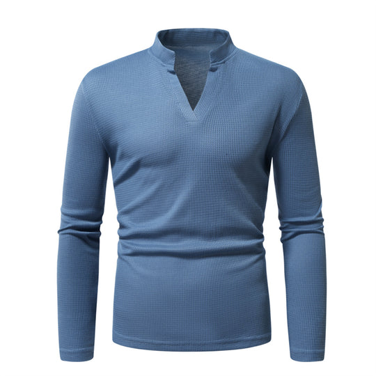 Herren Langarm-Henley-Shirt mit strukturierter Oberfläche EB