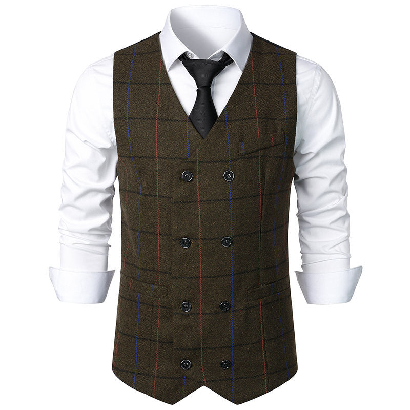 Herren elegante Karoweste mit doppelter Knopfleiste und klassischem Karo-Muster EB
