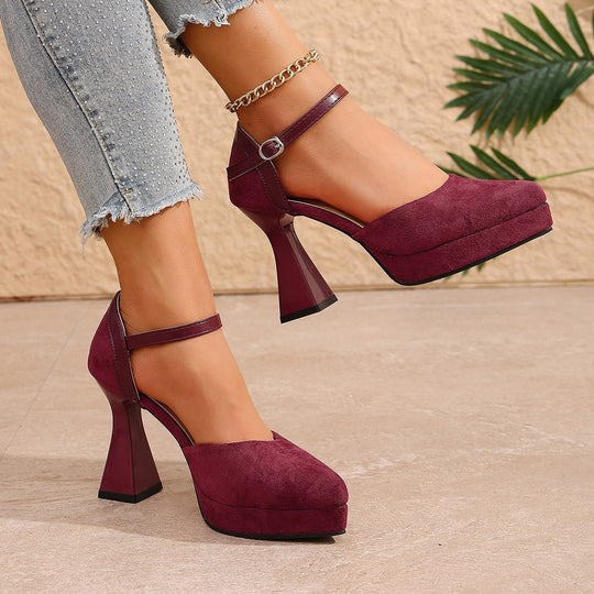 Damen Elegante Plateau-Pumps mit Riemchen EB