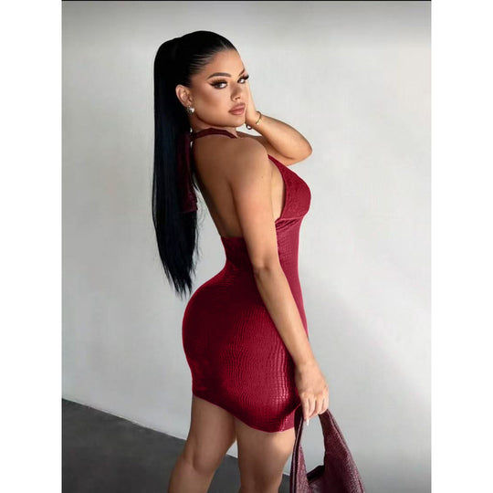 Damen Elegantes Bodycon-Kleid mit Spitzendetails und tiefem V-Ausschnitt EB