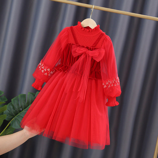 Mädchen festliches Tüllkleid mit Spitzen-Details EB
