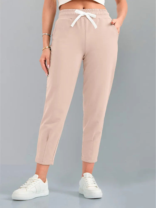 Damen Elegante Jogginghose mit Kordelzug und schmalem Schnitt EB