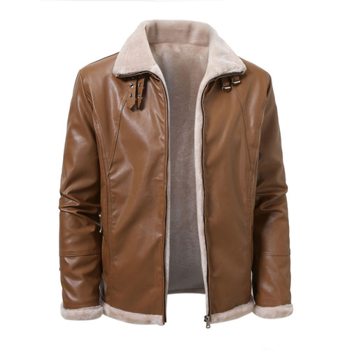 Herren eleganter Kunstlederjacke mit warmer Fütterung EB