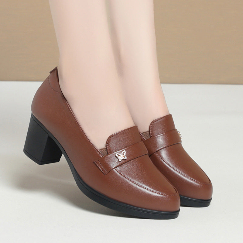 Damen elegante Loafers mit glänzender Dekoration EB
