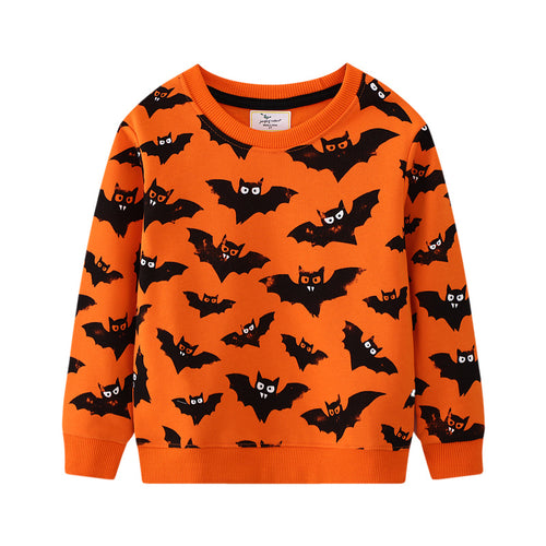 Jungen Sweatshirt mit fröhlichem Fledermaus- und Halloween-Design EB