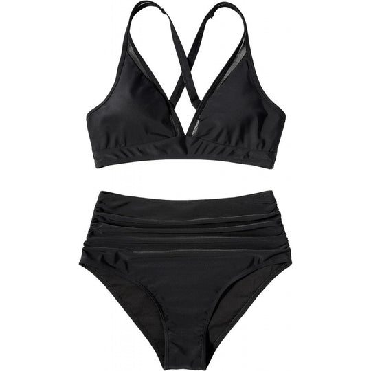 Damen Bikini-Set mit modischem Animalprint und Bicolor-Design EB