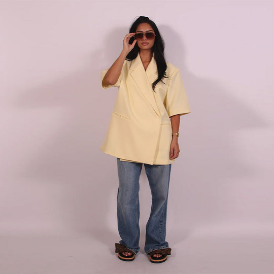 Damen lässiges hochwertiges Oversized Set mit Kurzärmeljacke und Shorts EB