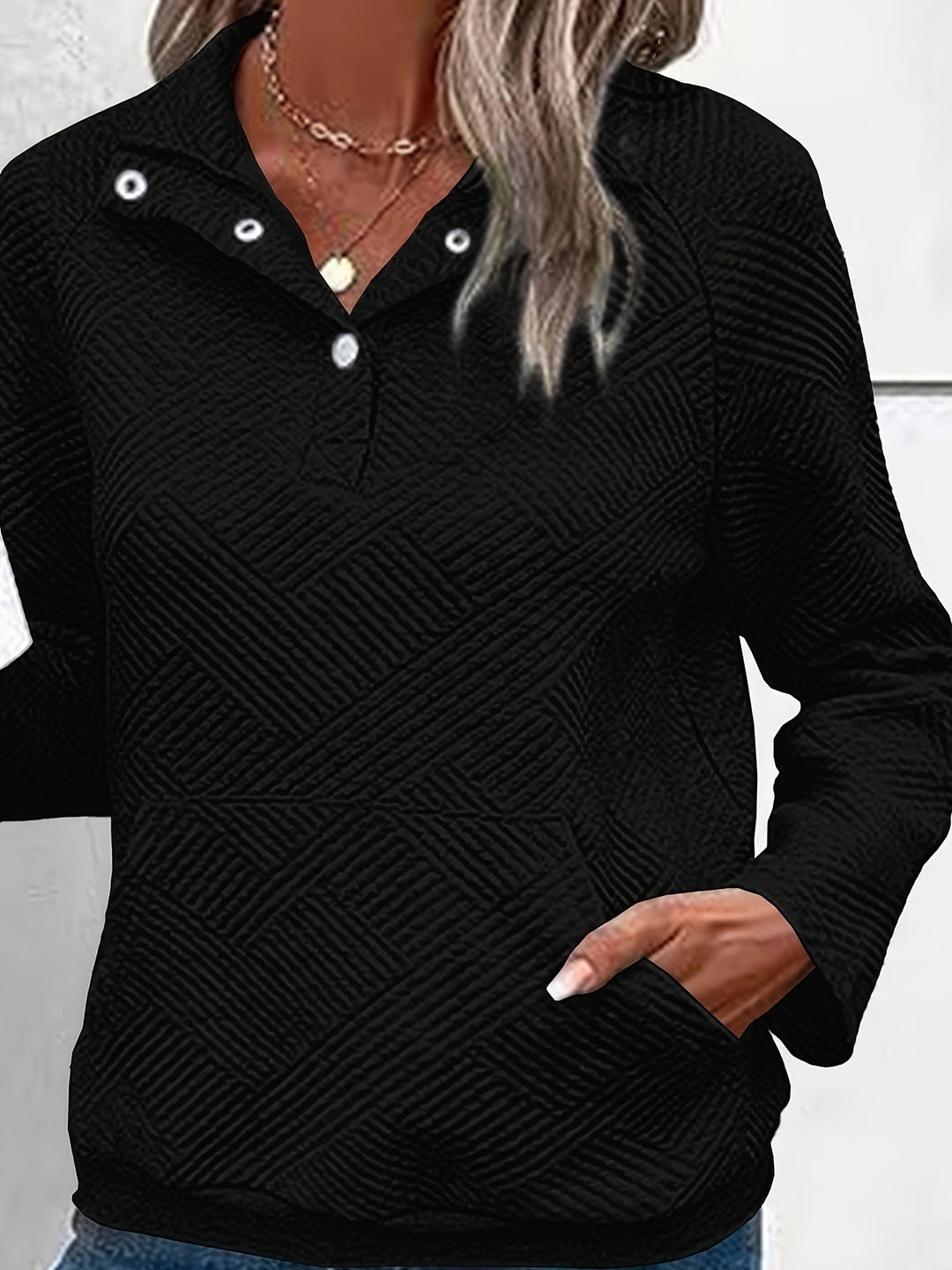 Damen Pullover mit strukturiertem Design und zwei praktischen Taschen EB