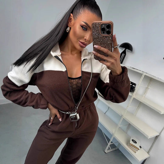 Damen gemütlicher Fleece-Overall mit Kapuze, durchgehendem Reißverschluss und elastischen Bündchen Eichborn Berlin