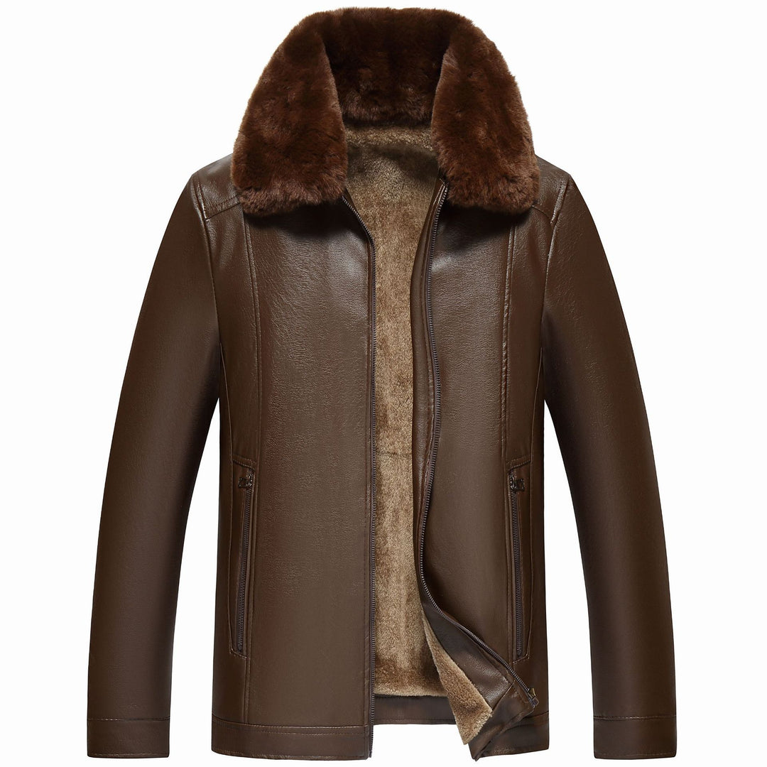 Herren warme Lammlederjacke mit gefüttertem Kragen EB