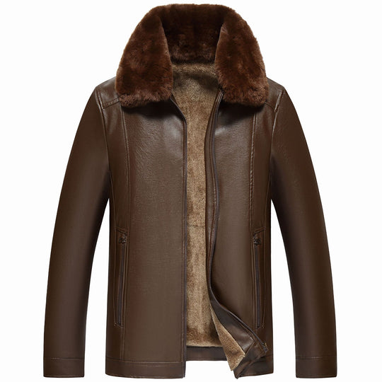 Herren warme Lammlederjacke mit gefüttertem Kragen EB