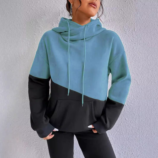 Damen lässiger Kapuzenpullover mit Farbblock-Design EB