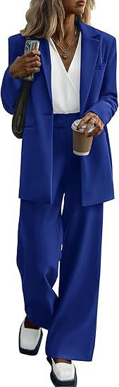 Damen Oversize-Hosenanzug mit Longblazer und weiter Bundfaltenhose EB