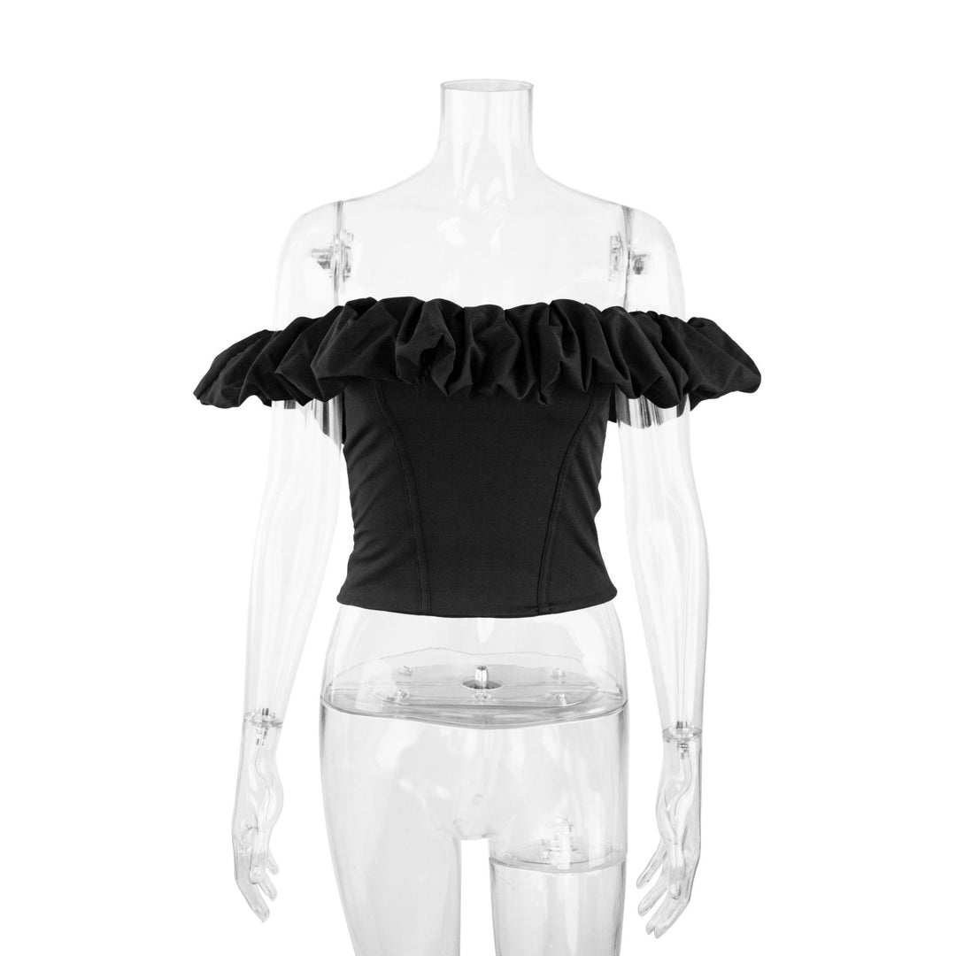 Damen Off-Shoulder Rüschenshirt mit tailliertem Schnitt EB