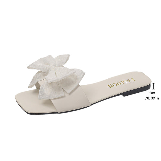 Damen Elegante Slipper mit großzügigem Schleifenverzierungen und glattem Obermaterial EB