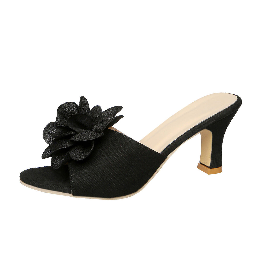 Damen Offene Elegant Sandalen mit floralem Akzent und stilvollem Blockabsatz EB