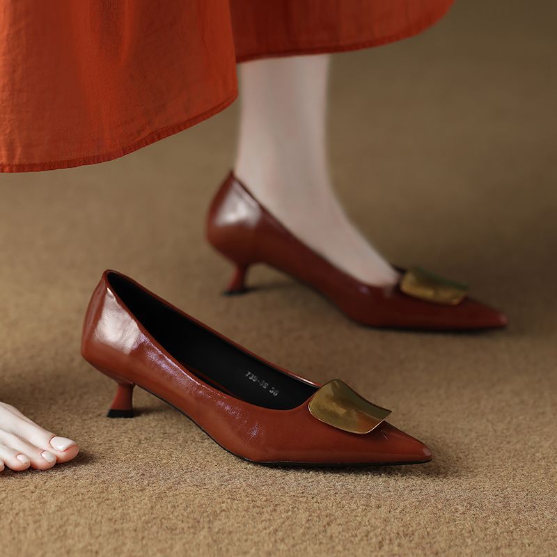 Damen elegante spitze Pumps mit modischem Absatz EB