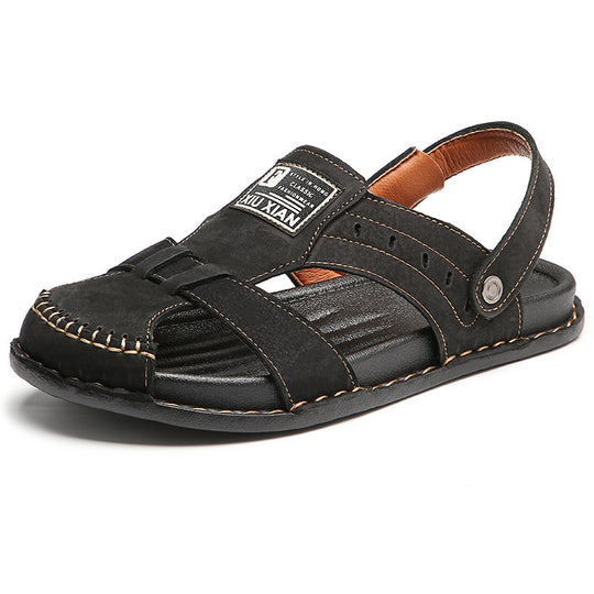 Herren Komfortable Leder-Sandalen mit verstellbarem Riemen EB