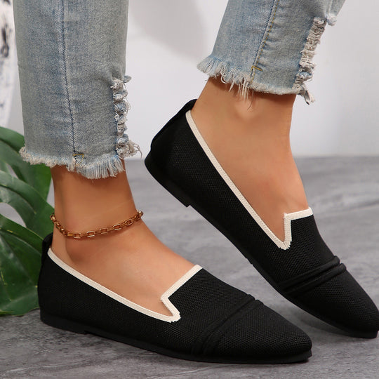 Damen Elegante Slipper mit spitzem Zehenbereich und geschmackvollem Kontrast-Riemen EB
