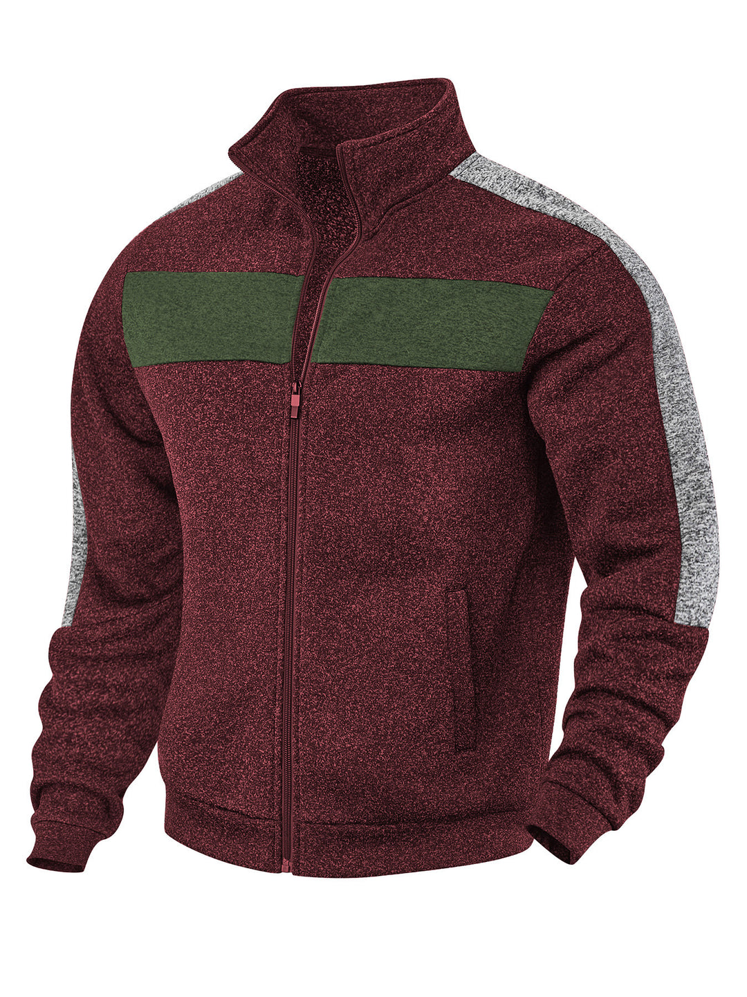 Herren Sportliche Fleecejacke mit hohem Kragen und reflektierenden Akzenten EB
