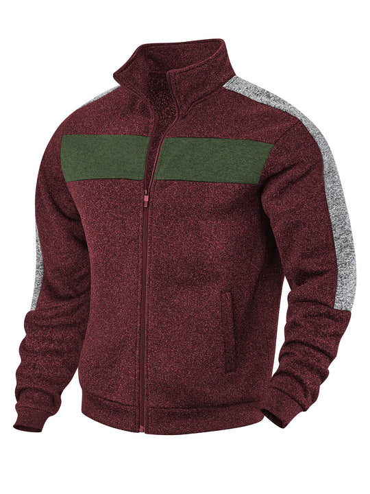 Herren Sportliche Fleecejacke mit hohem Kragen und reflektierenden Akzenten EB