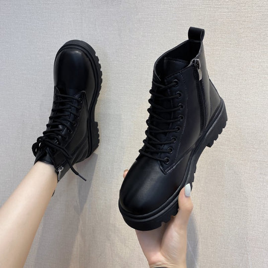 Damen modische Schnürstiefeletten mit robustem Profil EB