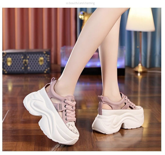 Damen Plateau-Sneaker mit luftiger Oberflächenstruktur und bequemer Dämpfung EB