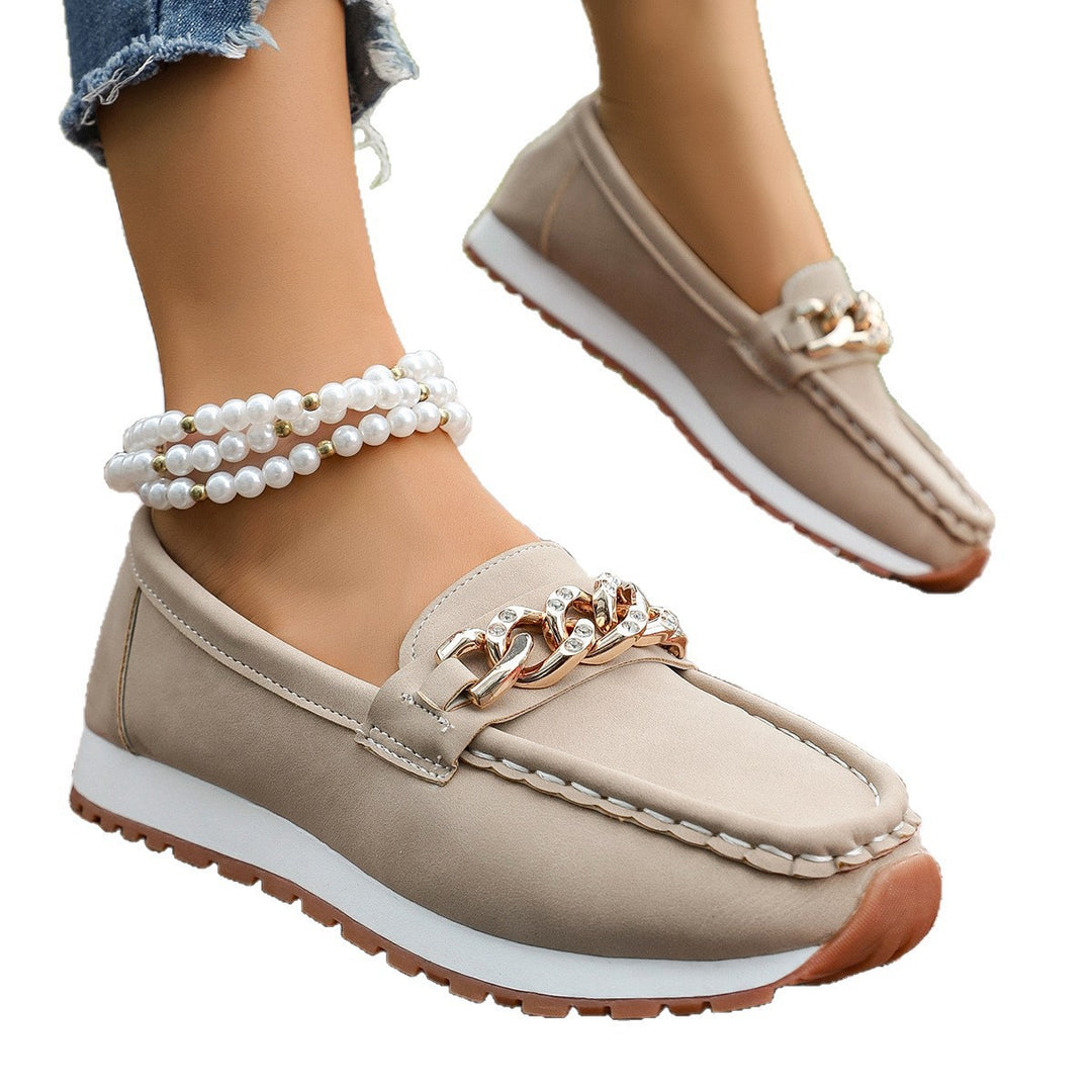 Damen Mokassins mit modischem Ketten-Design und rutschfester Sohle EB