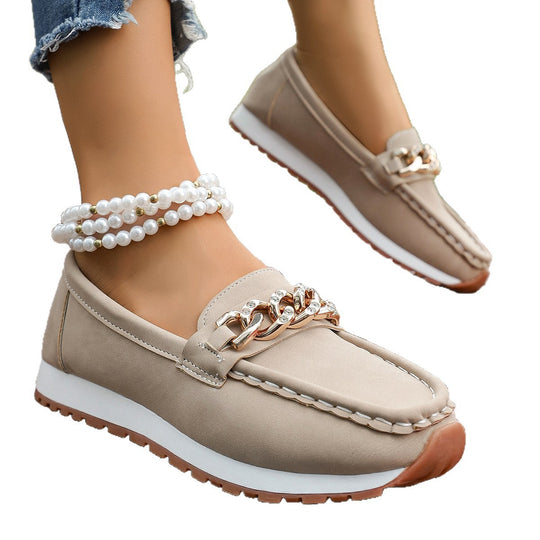 Damen Mokassins mit modischem Ketten-Design und rutschfester Sohle EB