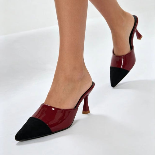 Damen Elegante Slingback High-Heels mit modischem Kontrast EB