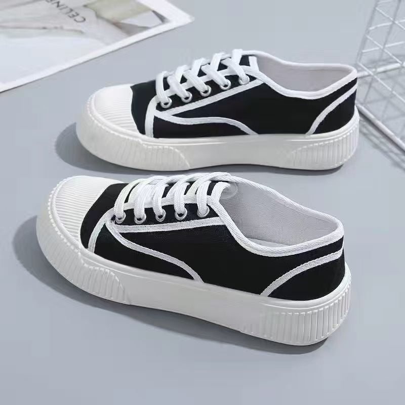 Damen lässige Stoff-Sneaker mit kontrastierendem Design EB