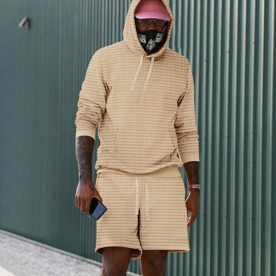Herren Sportiv gestepptes Hoodie- und Shorts-Set EB