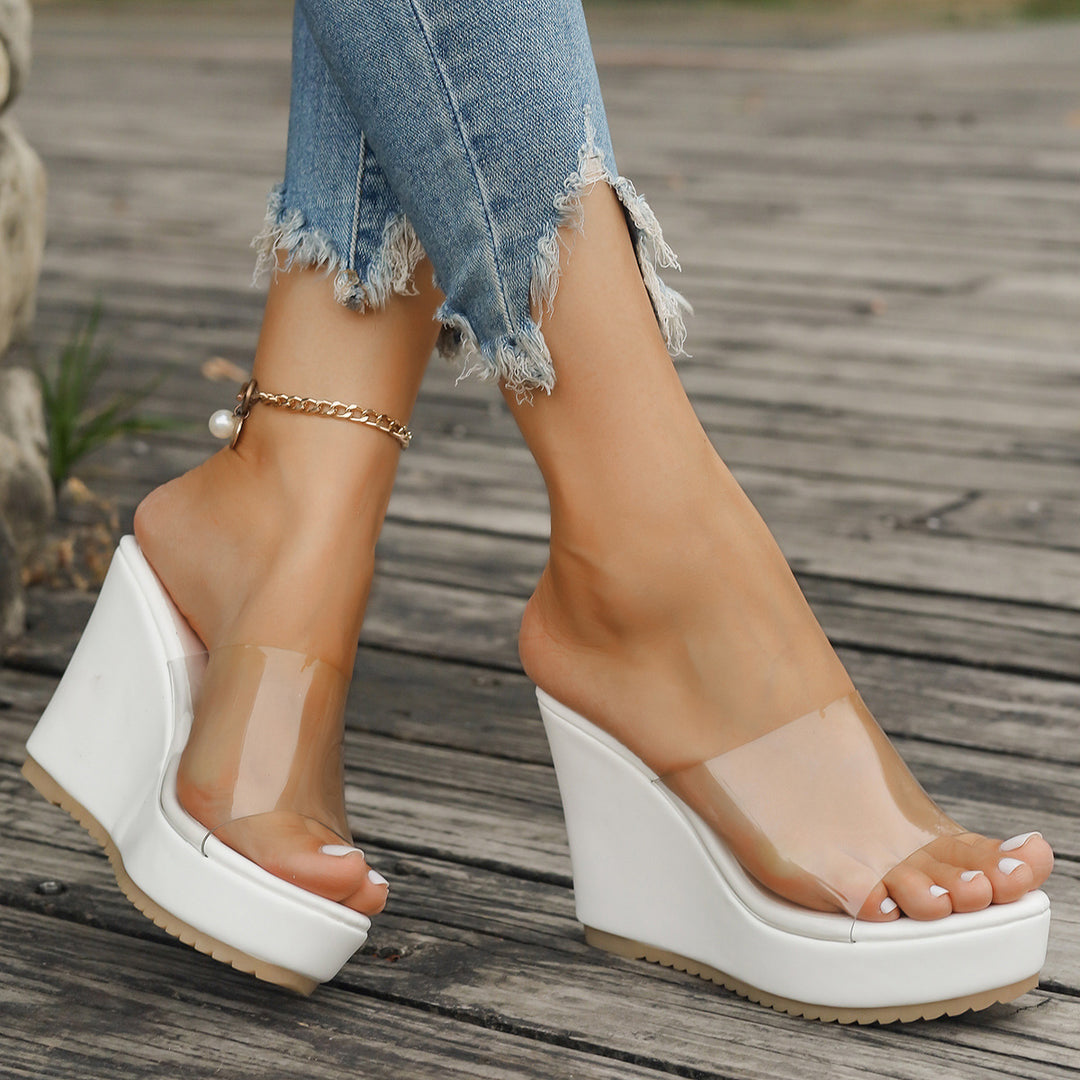 Damen Plattform-Sandalen mit transparentem Obermaterial und rutschfester Sohle EB