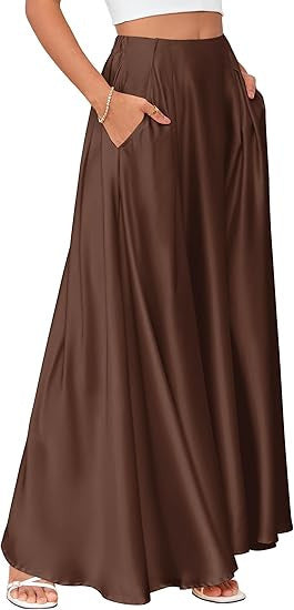 Damen Maxirock mit eleganten Falten und praktischen Taschen EB