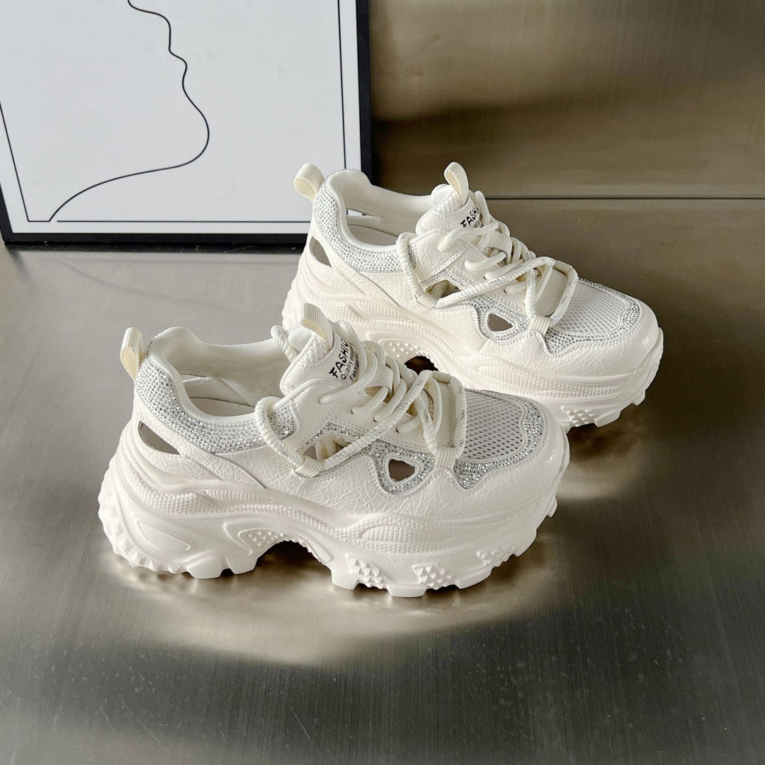 Damen Sportliche Chunky Sneakers mit modischem Netzdesign und rutschfester Sohle EB