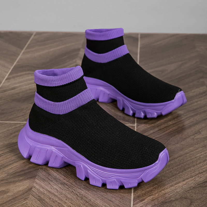 Damen Atmungsaktive Slip-On Sneakers mit luftdurchlässiger Strick-Oberfläche und flexibler Sohle EB