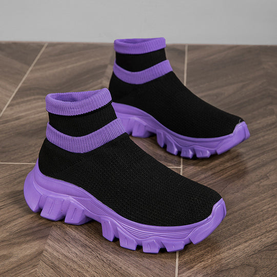 Damen Atmungsaktive Slip-On Sneakers mit luftdurchlässiger Strick-Oberfläche und flexibler Sohle EB