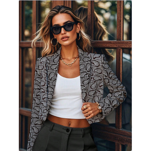 Damen Blazer mit modischem Paisleymuster und tailliertem Schnitt EB