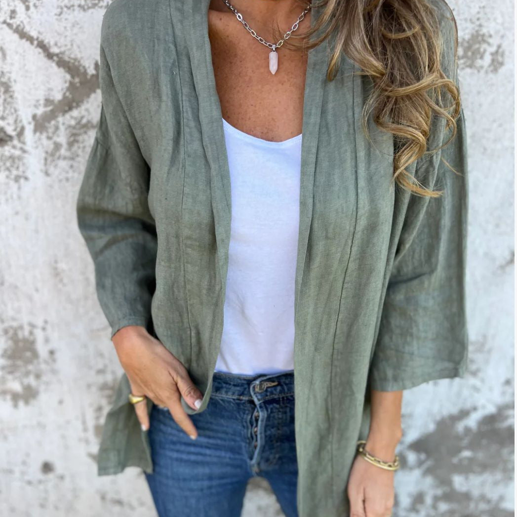 Damen lässige Sommerjacke aus leichtem Leinen EB