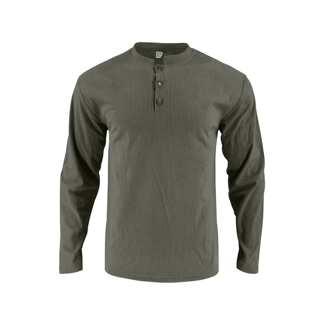 Herren Langarmshirt mit modischer Stehkragen und Knopfleiste EB