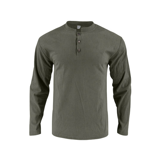 Herren Langarmshirt mit modischer Stehkragen und Knopfleiste EB