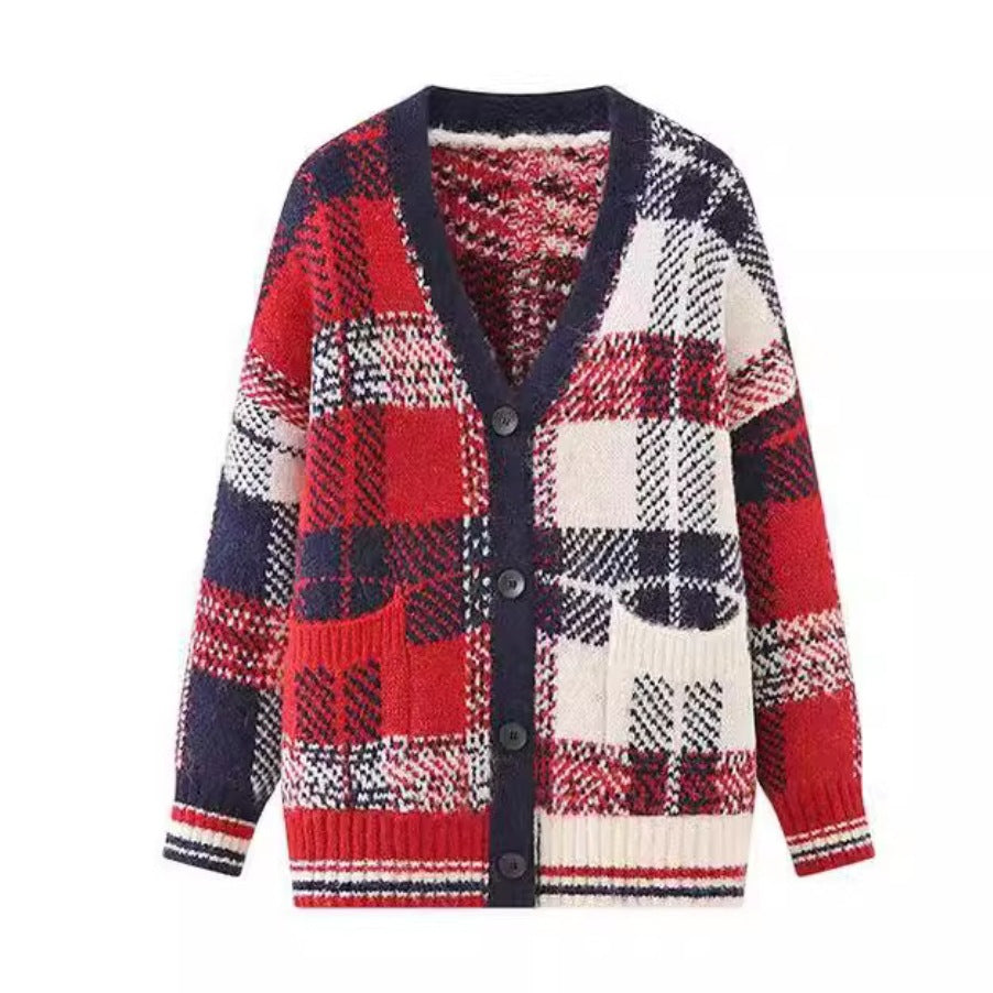 Damen gestreifter Strickcardigan EB