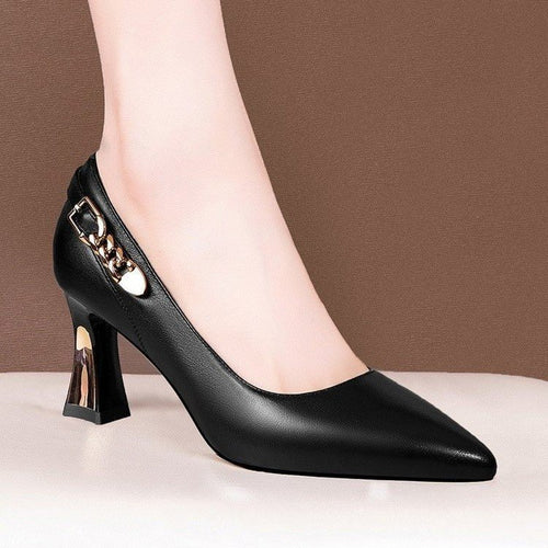 Damen elegante Pumps mit modischem Absatz und schicker Schnallenverzierung EB