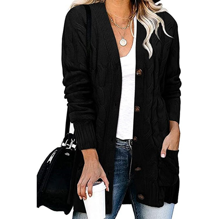 Damen Grobstrickcardigan mit Knopfdetails und praktischen Taschen EB