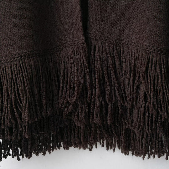 Damen Fransen Strickjacke mit eleganter Knopfverschlusstechnik EB