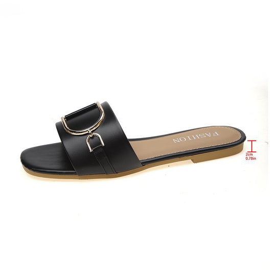 Damen modische flache Pantoletten mit elegantem Schnallenakzent EB