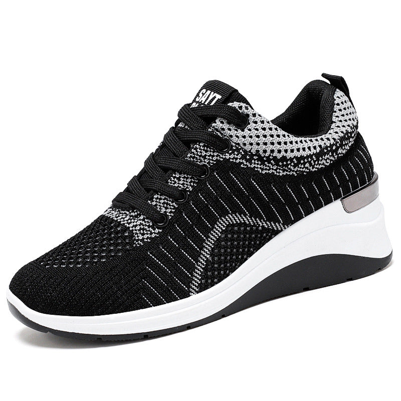 Damen nan gestrickter Keil-Sneaker mit atmungsaktivem Strick-Obermaterial, gepolstertem Komfortfußbett und rutschfester Profilsohle EB