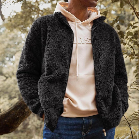 Herren Fleecejacke mit hohem Kragen und praktischen Taschen EB