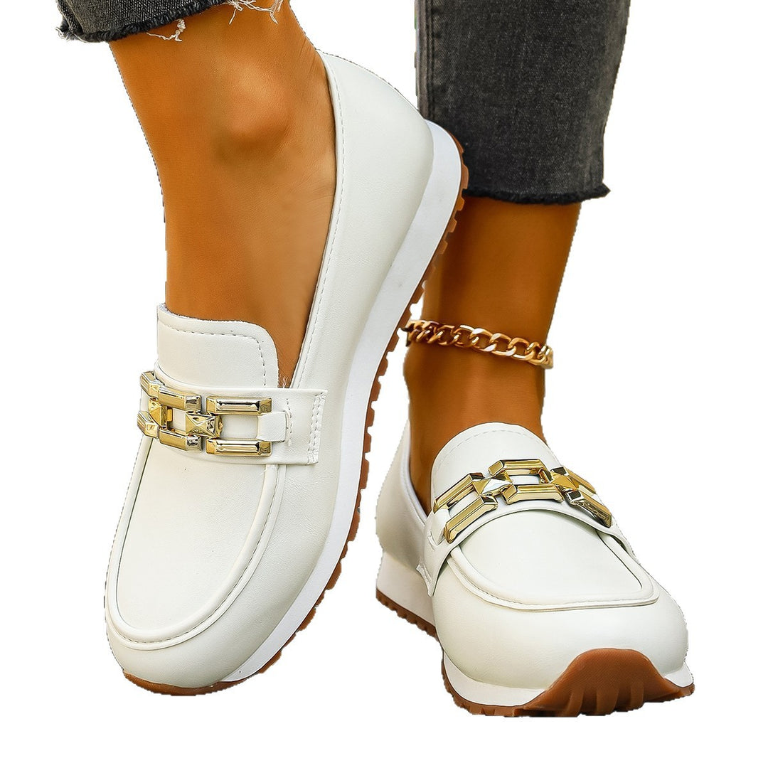Damen Mokassin-Schuhe mit modischem Schnallen-Design EB